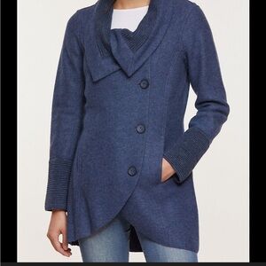 Overland alpaca wool Women's Blue Button-Up Sweater